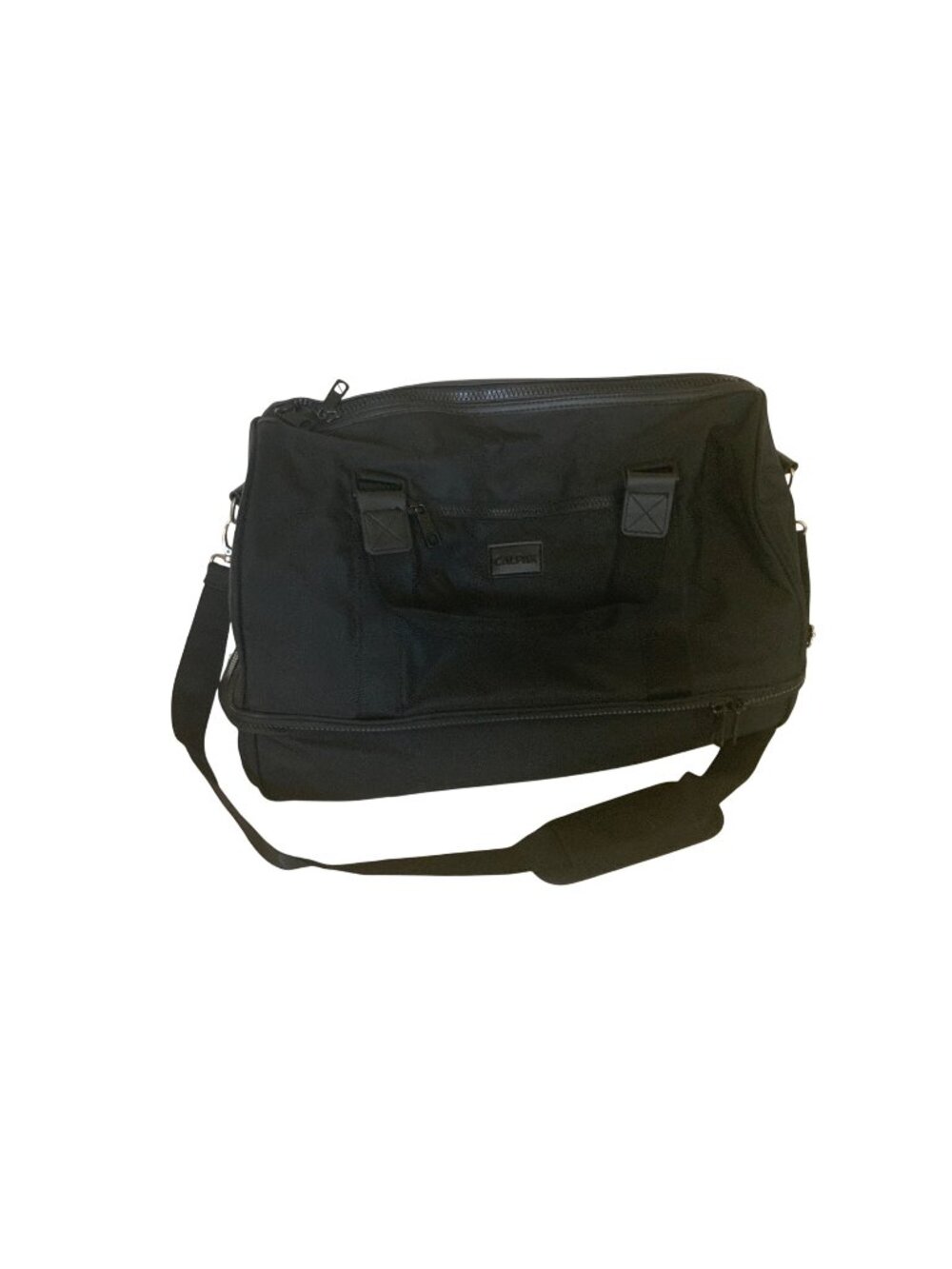 Calpak Black Nylon Travel Duffle Bag With Bottom Compartment